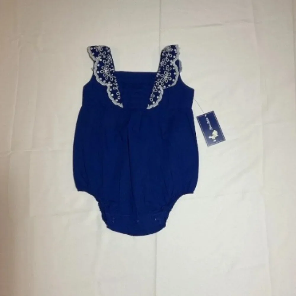 Gymboree Girls 6-9 Months Blue Belle Romper NWT Sleeveless Easter Spring Cotton